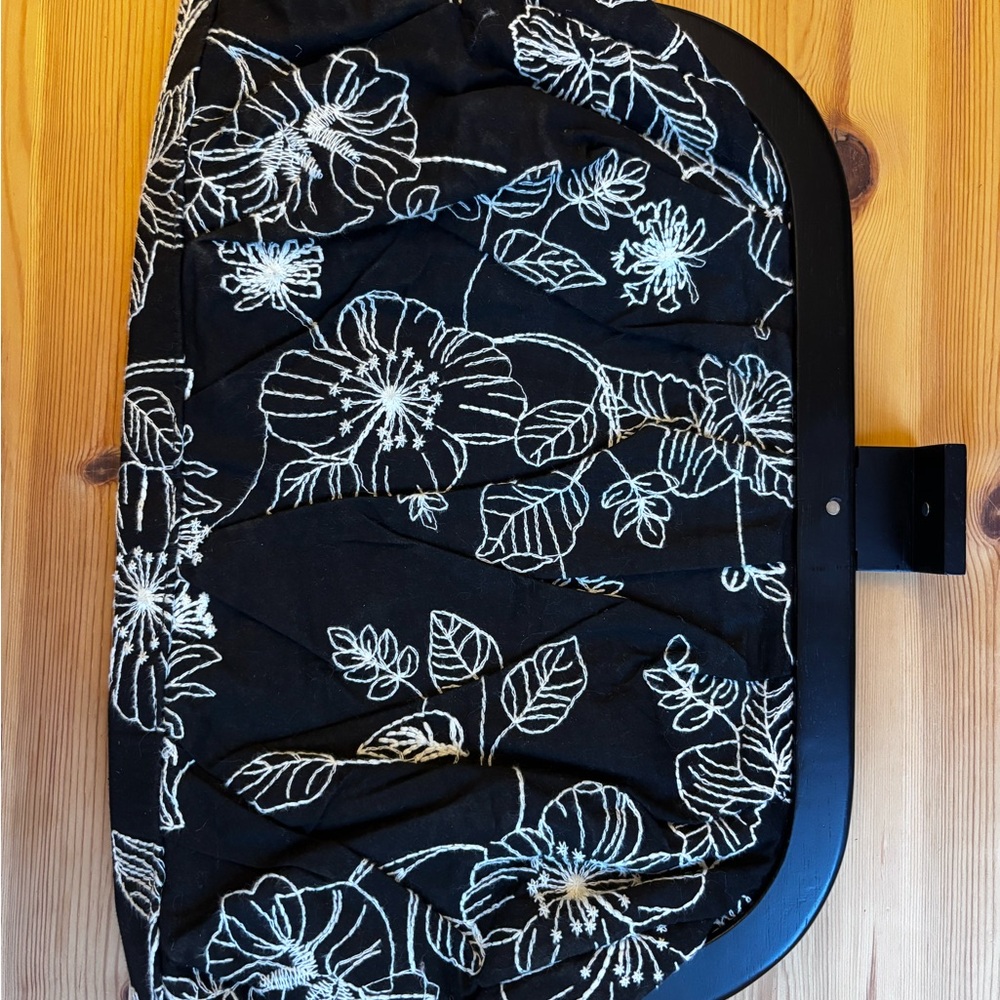 Black Floral Embroidered Clutch